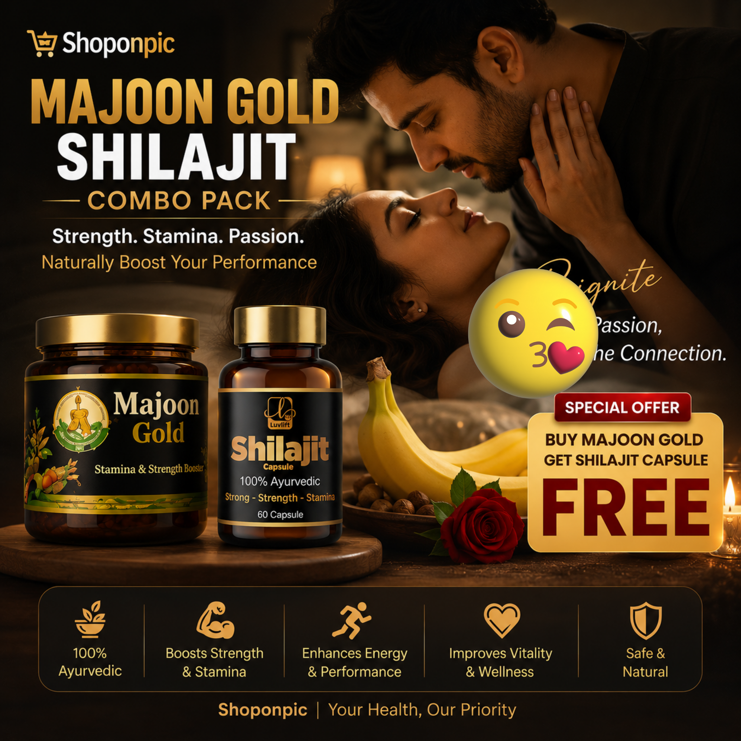 🔥 Majoon Gold Shilajit Combo – 3-4 Rounds Tak Powerful Performance